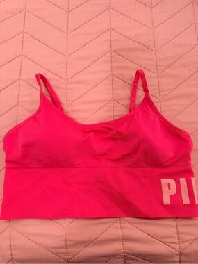 Pink Victoria’s Secret Hot Pink Seamless Ribbed Sports Bralette